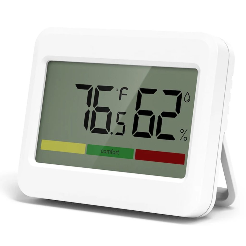 Hygrometer mini wit met kleuren indicatie