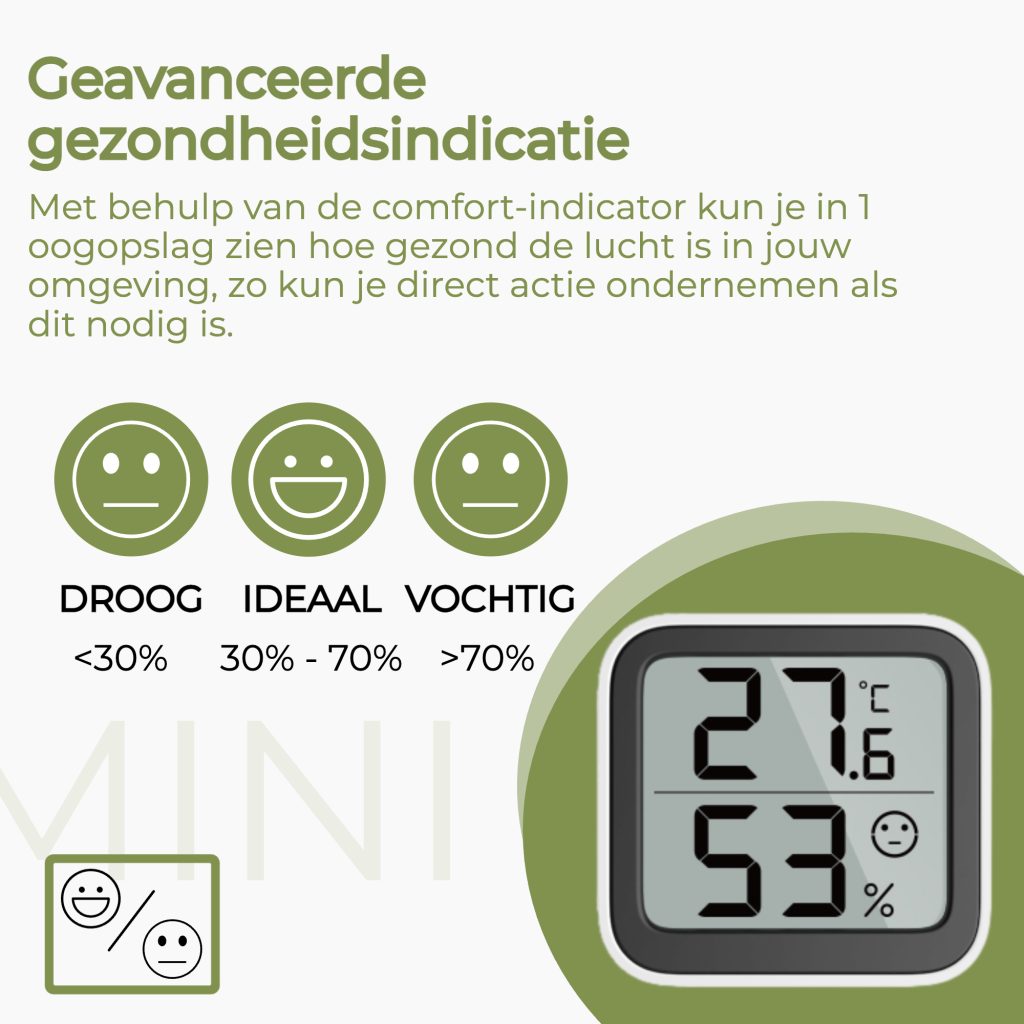 hygrometer luchtvochtigheidsmeter, voorkom schimmel