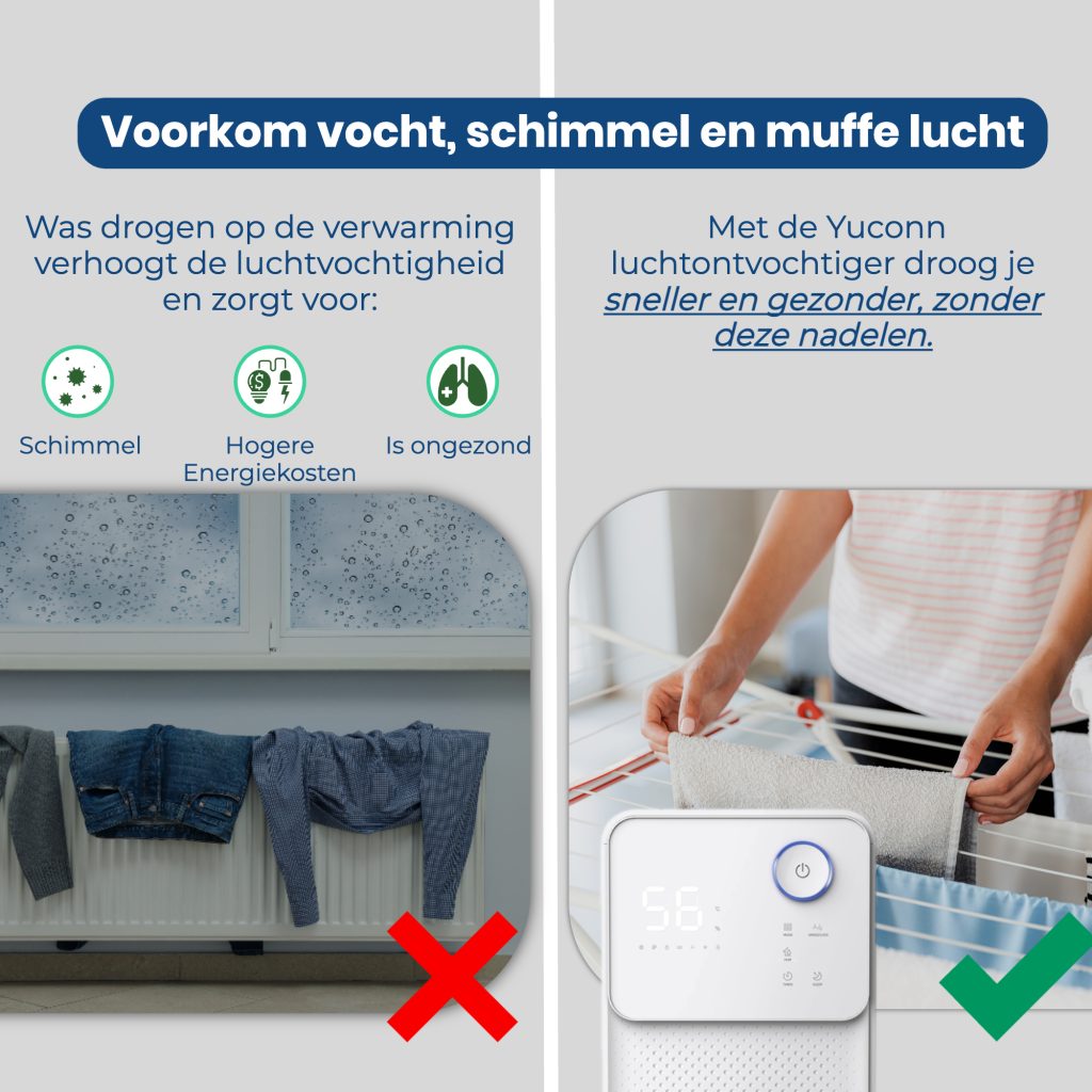 Luchtontvochtiger voorkomt vochtproblemen, schimmel en muffe geur in huis